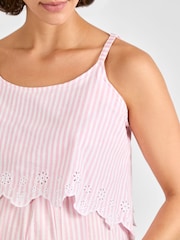 JoJo Maman Bébé Pink Stripe Broderie Maternity & Nursing Nightdress - Image 4 of 5