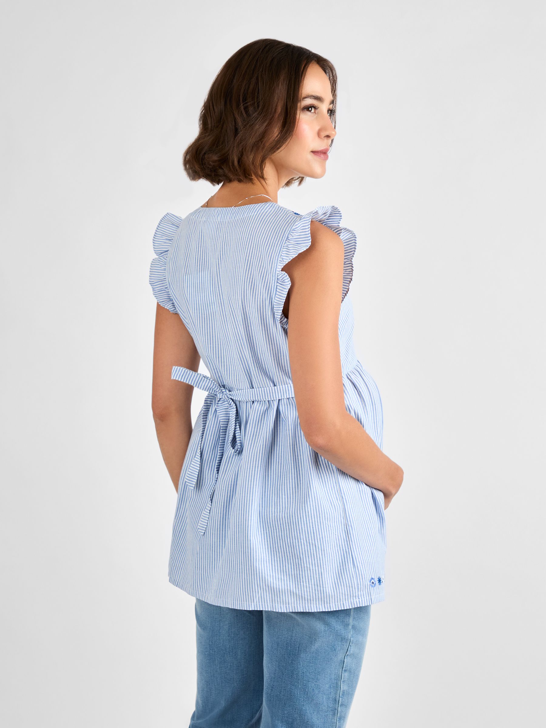 Buy JoJo Maman Bébé Blue Stripe Broderie Maternity Blouse from