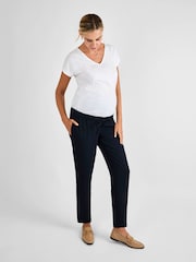 JoJo Maman Bébé Navy Tapered Maternity Trousers - Image 3 of 4