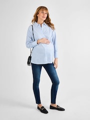JoJo Maman Bébé Blue Stripe Maternity Shirt - Image 4 of 4