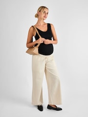 JoJo Maman Bébé Stone Linen Blend Maternity Trousers - Image 1 of 4
