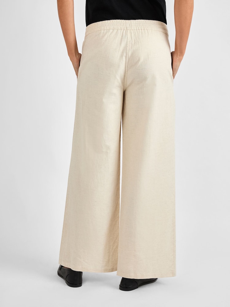 JoJo Maman Bébé Stone Linen Blend Maternity Trousers - Image 3 of 4