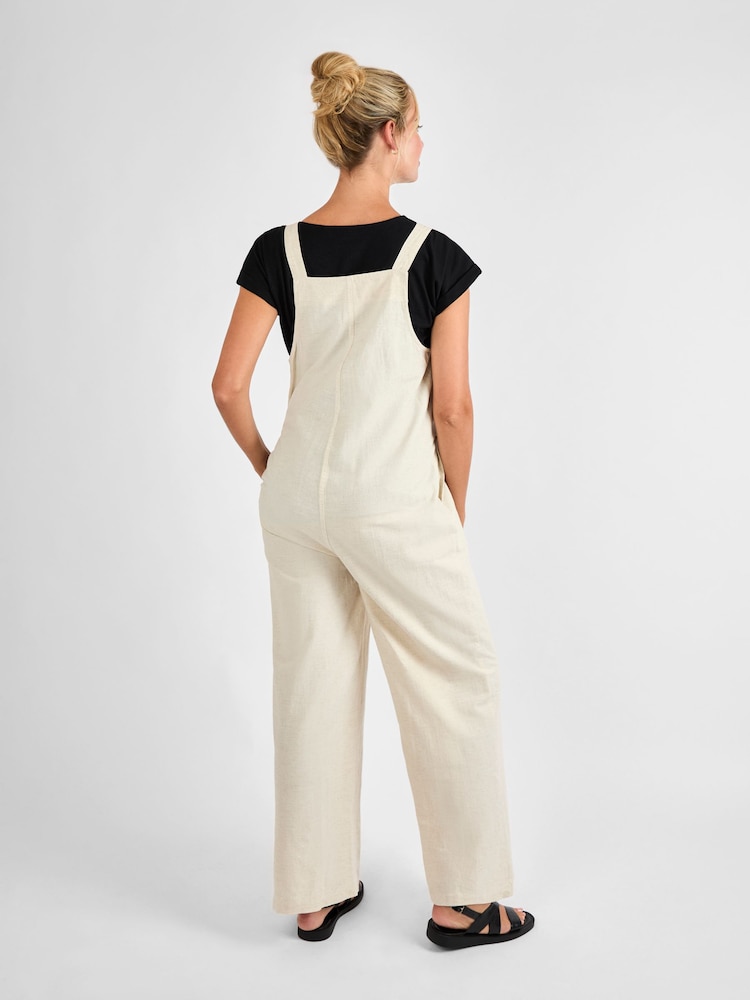 JoJo Maman Bébé Stone Wide Leg Maternity Linen Dungaree - Image 2 of 4