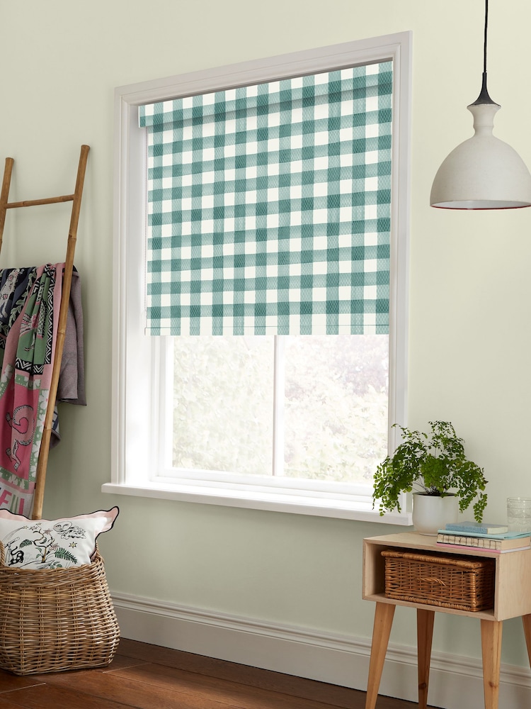 Cath Kidston Green Hand painted Gingham Made to Measure Roller Blind - Image 2 of 6