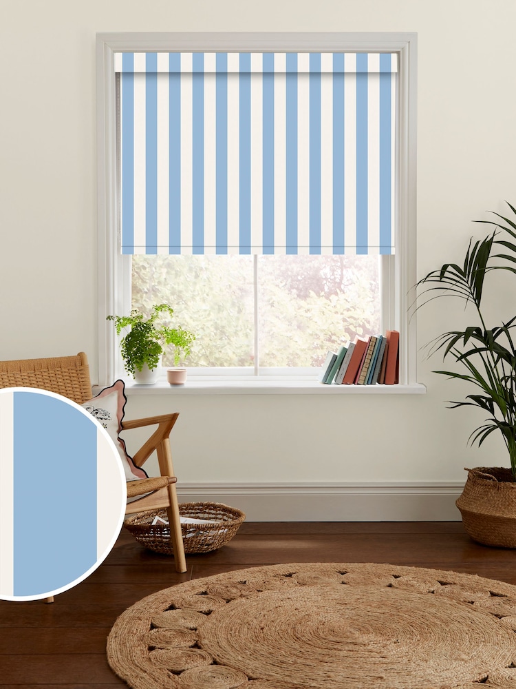 Cath Kidston Blue Canopy Stripe Made to Measure Roller Blind - Image 1 of 6