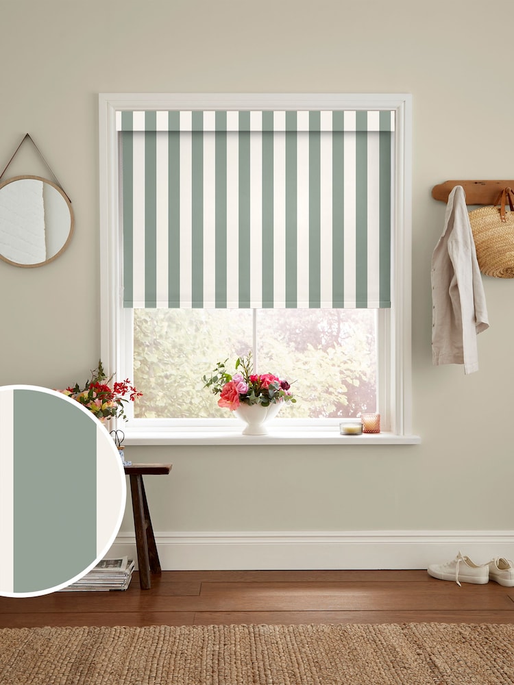 Cath Kidston Sage Green Canopy Stripe Made to Measure Roller Blind - Image 1 of 6