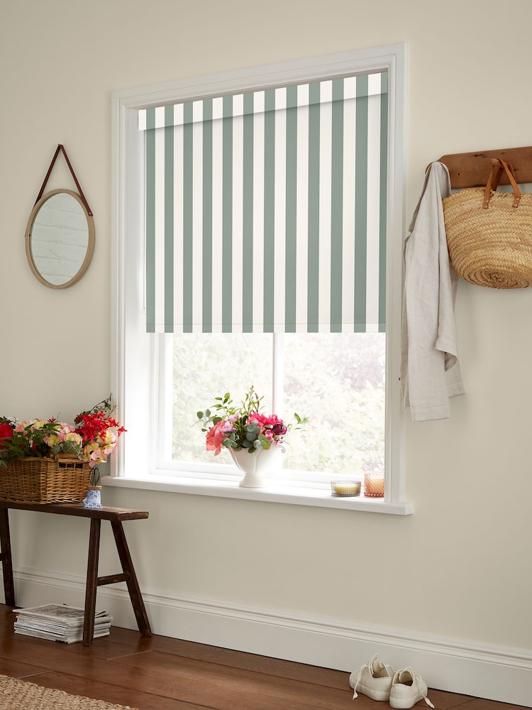 Cath Kidston Sage Green Canopy Stripe Made to Measure Roller Blind - Image 2 of 6