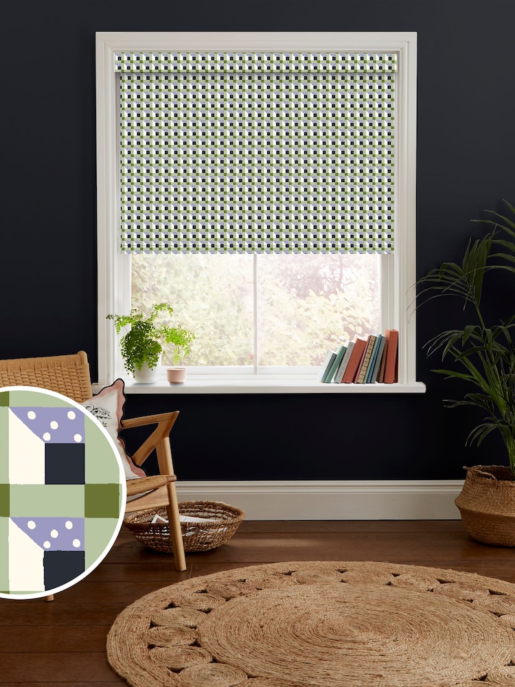 Cath Kidston Green Cath Check Made to Measure Roller Blind - Image 1 of 6
