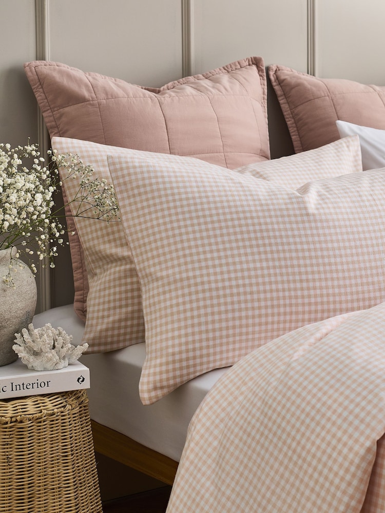 Christy Pink Gingham Yarn Dye Cotton Pillowcase Pair - Image 1 of 3 Christy Pink Gingham Yarn Dye Cotton Pillowcase Pair - Image 1 of 3