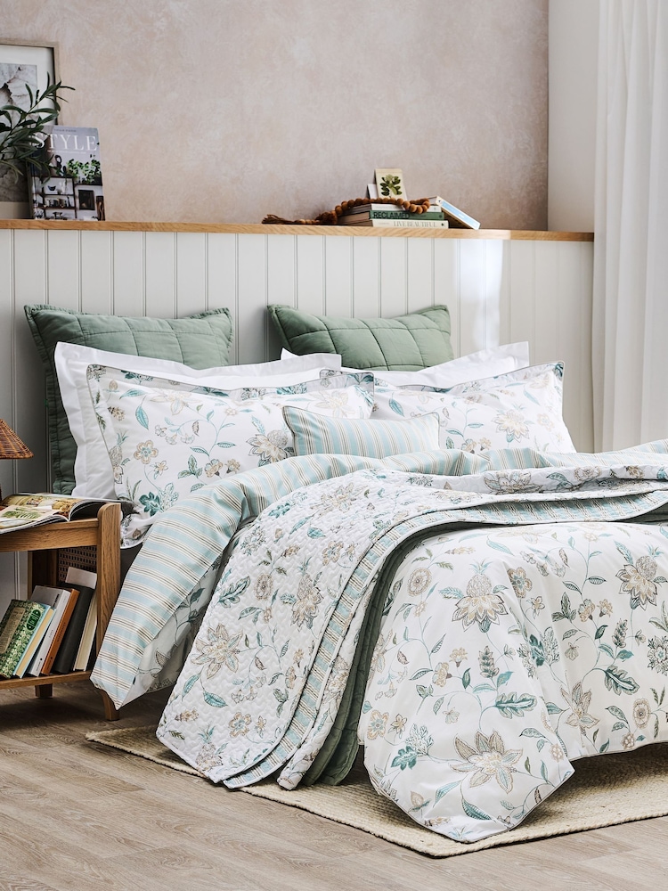 Christy Aqua Kew Reversible Bedspread Cotton Coverlet - Image 1 of 4 Christy Aqua Kew Reversible Bedspread Cotton Coverlet - Image 1 of 4