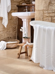 Christy White Boho Jacquard Fringed Cotton Towel - Image 2 of 5