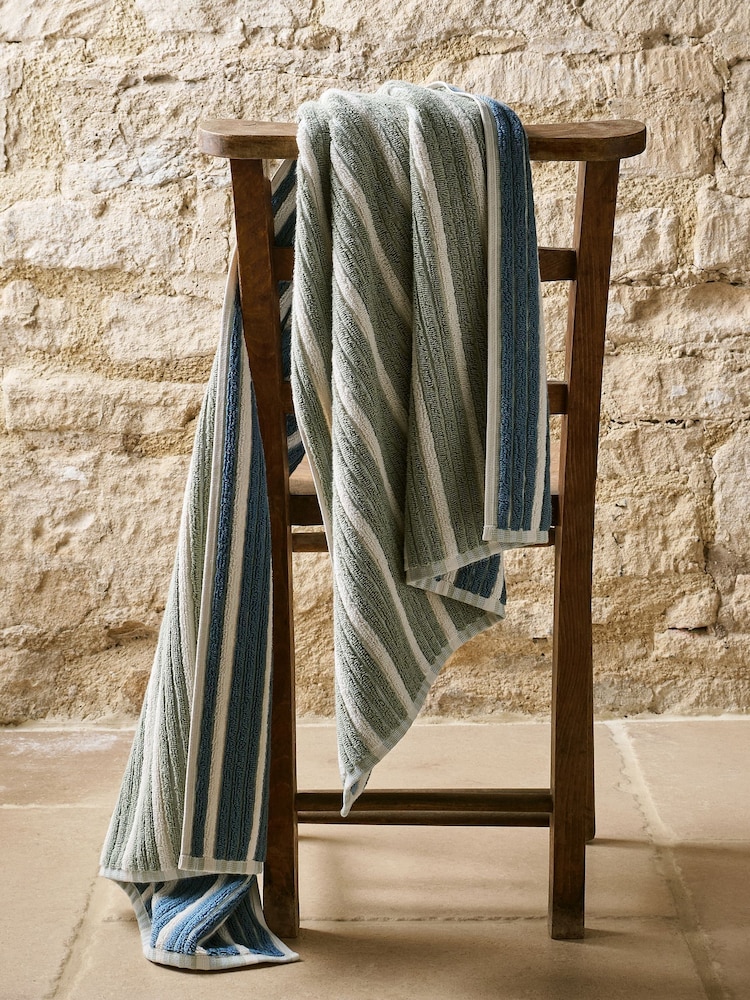 Christy Eucalyptus/Denim Darwin Turkish Cotton Reversible Towel - Image 1 of 4 Christy Eucalyptus/Denim Darwin Turkish Cotton Reversible Towel - Image 1 of 4