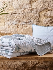 Christy Blue Bramley Reversible Bedspread Cotton Coverlet - Image 3 of 5