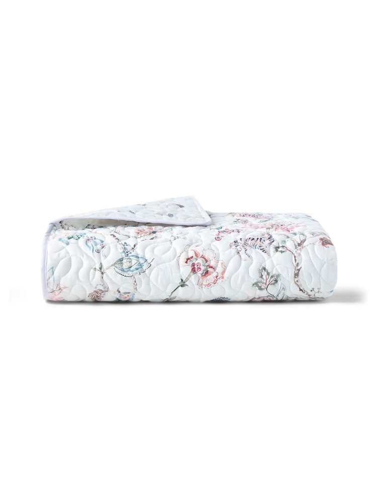 Christy Pink Tropical Floral Reversible Cotton Bedspread - Image 3 of 3 Christy Pink Tropical Floral Reversible Cotton Bedspread - Image 3 of 3