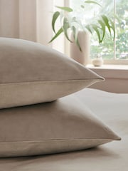 Christy Latte Relaxed Linen Blend Reversible Pillowcase Pair - Image 1 of 3