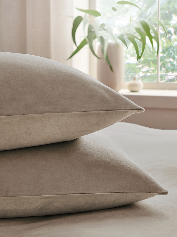 Christy Latte Relaxed Linen Blend Reversible Pillowcase Pair - Image 1 of 3