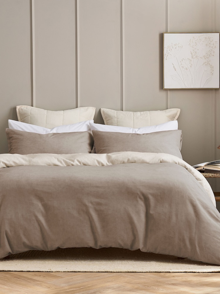 Christy Latte Relaxed Linen Blend Duvet Cover & Pillowcase Set - Image 1 of 4 Christy Latte Relaxed Linen Blend Duvet Cover & Pillowcase Set - Image 1 of 4
