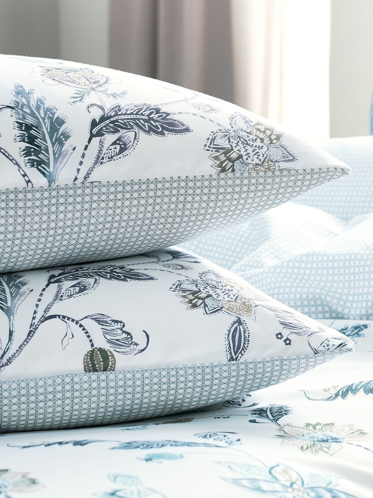 Christy Blue Bramley Cotton Sateen Pillowcase Pair - Image 1 of 3 Christy Blue Bramley Cotton Sateen Pillowcase Pair - Image 1 of 3