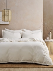 Christy Beige Seersucker Cotton Duvet Cover & Pillowcase Set - Image 1 of 4
