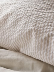 Christy Beige Seersucker Cotton Duvet Cover & Pillowcase Set - Image 3 of 4
