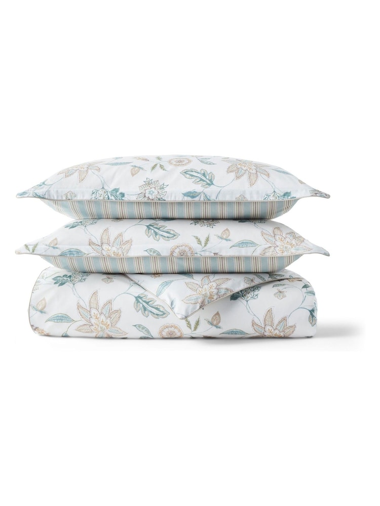Christy Aqua Kew Cotton Sateen Duvet Cover & Pillowcase Set - Image 5 of 5 Christy Aqua Kew Cotton Sateen Duvet Cover & Pillowcase Set - Image 5 of 5