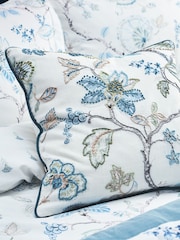 Christy Blue Tropical Floral Embroidered Filled Cushion - Image 1 of 4