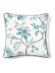 Christy Blue Tropical Floral Embroidered Filled Cushion - Image 3 of 4