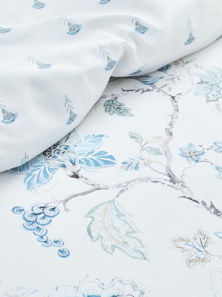 Christy Blue Tropical Floral Duvet Cover & Pillowcase Set - Image 4 of 4 Christy Blue Tropical Floral Duvet Cover & Pillowcase Set - Image 4 of 4