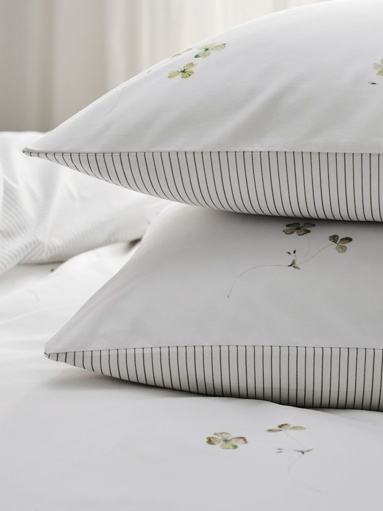Christy Green Clover Cotton Percale Pillowcase Pair - Image 1 of 3 Christy Green Clover Cotton Percale Pillowcase Pair - Image 1 of 3
