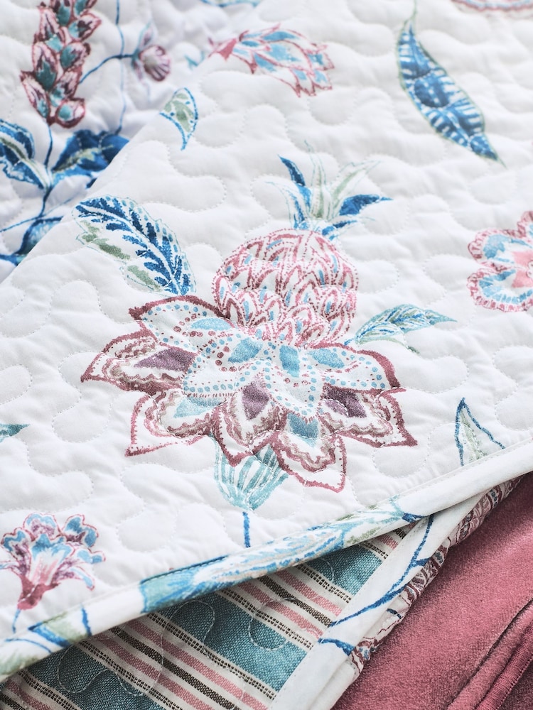 Christy Blue Kew Reversible Bedspread Cotton Coverlet - Image 4 of 4