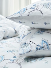 Christy Blue Tropical Floral Cotton Sateen Pillowcase Pair - Image 1 of 3