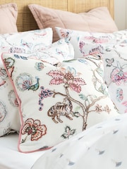Christy Pink Tropical Floral Embroidered Filled Cushion - Image 1 of 4