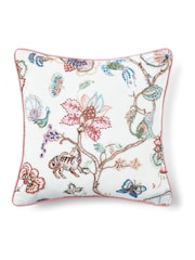 Christy Pink Tropical Floral Embroidered Filled Cushion - Image 2 of 4