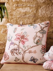 Christy Pink Tropical Floral Embroidered Filled Cushion - Image 3 of 4