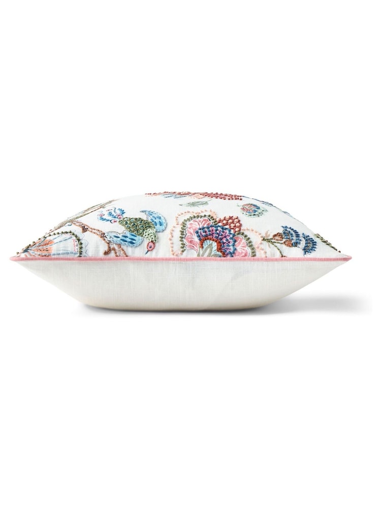 Christy Pink Tropical Floral Embroidered Filled Cushion - Image 4 of 4 Christy Pink Tropical Floral Embroidered Filled Cushion - Image 4 of 4