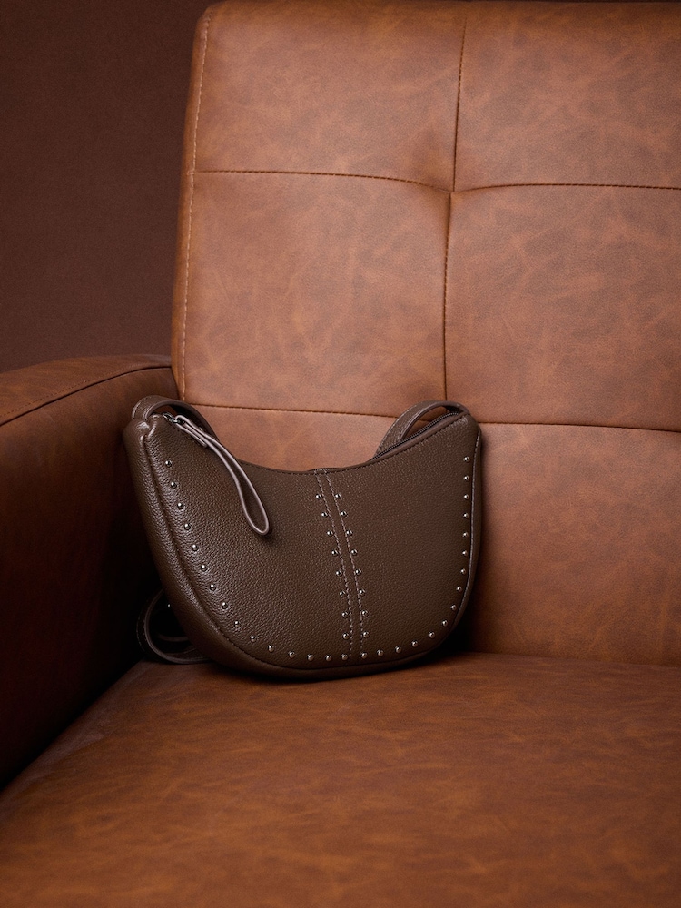 Yours Curve Brown Stud Detail Cross Body Bag - Image 5 of 5 Yours Curve Brown Stud Detail Cross Body Bag - Image 5 of 5