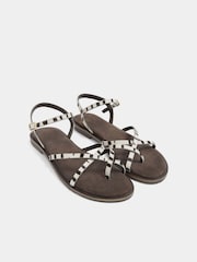 Long Tall Sally Black Skinny Strap Toe Loop Sandal - Image 2 of 5