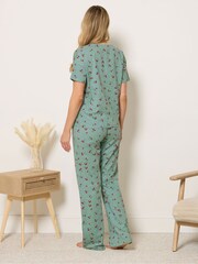 Long Tall Sally Green Cherry Spot Print Short Sleeve Wide Leg Pyjamas Set - Image 3 of 5