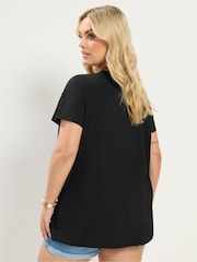 Yours Curve Black Placement Print T-Shirt - Image 2 of 5