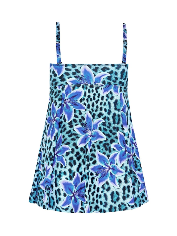 Yours Curve Blue Animal Floral Tankini Top - Image 7 of 7 Yours Curve Blue Animal Floral Tankini Top - Image 7 of 7