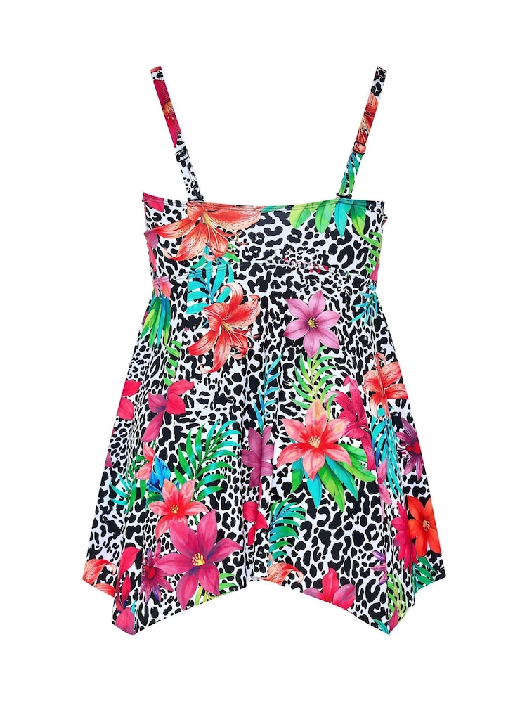 Yours Curve Black Animal Floral Tankini Top - Image 7 of 7 Yours Curve Black Animal Floral Tankini Top - Image 7 of 7