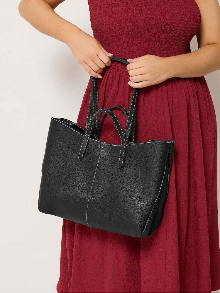 Yours Curve Black Faux Leather Slouchy Shoulder Bag - Image 1 of 5 Yours Curve Black Faux Leather Slouchy Shoulder Bag - Image 1 of 5