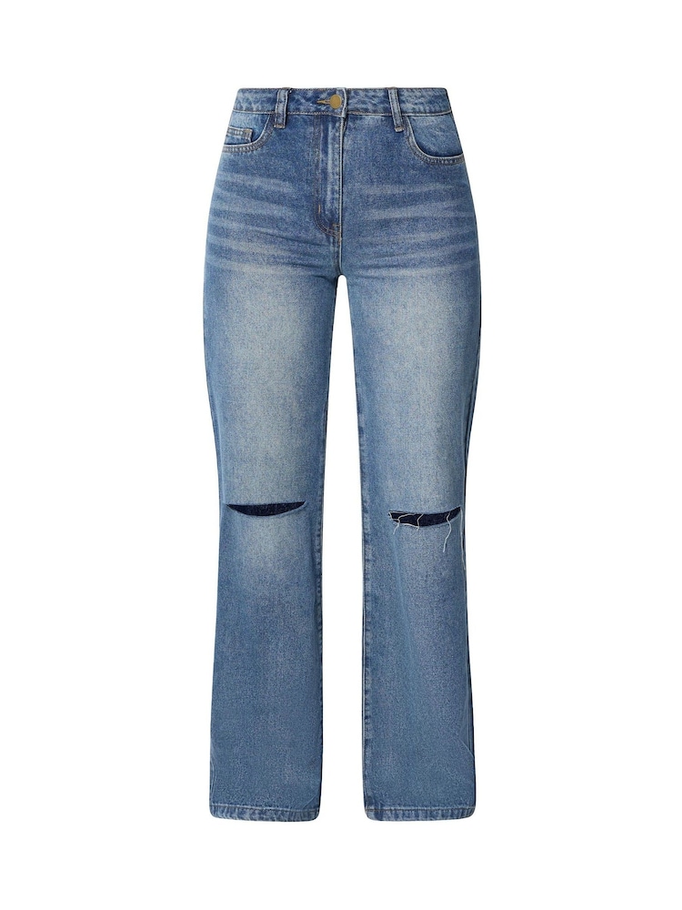 Long Tall Sally Blue Ripped Knee Wide Leg Jeans - Image 5 of 5 Long Tall Sally Blue Ripped Knee Wide Leg Jeans - Image 5 of 5