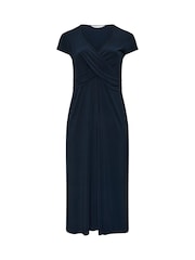 Yours Curve Blue London Wrap Twist Front Dress - Image 5 of 6