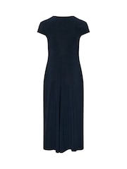 Yours Curve Blue London Wrap Twist Front Dress - Image 6 of 6