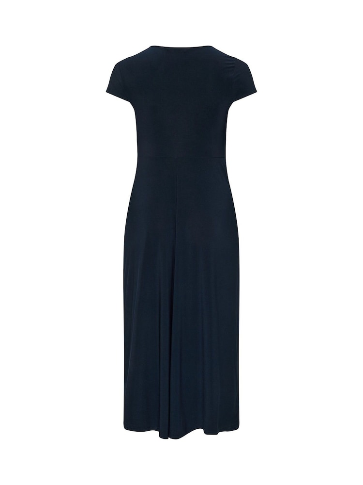Yours Curve Blue London Wrap Twist Front Dress - Image 6 of 6