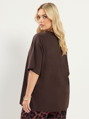 Yours Curve Brown Floral Graphic Print T-Shirt - Image 3 of 5