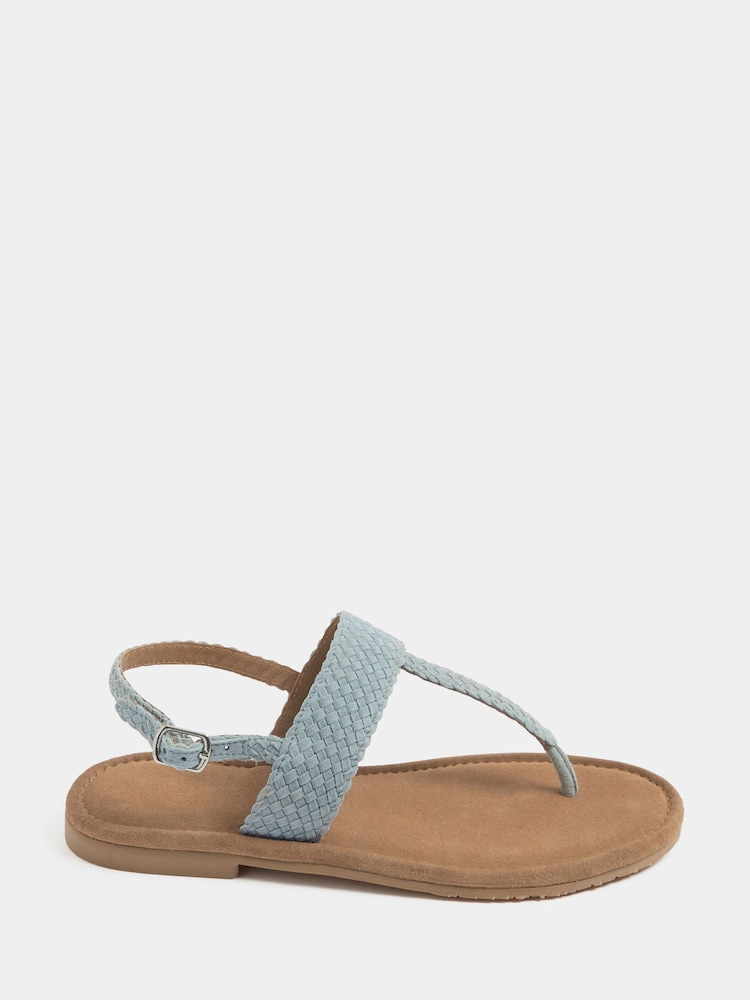 Yours Curve Blue Extra-Wide Fit EEE Woven Toe Post Sandals - Image 1 of 4