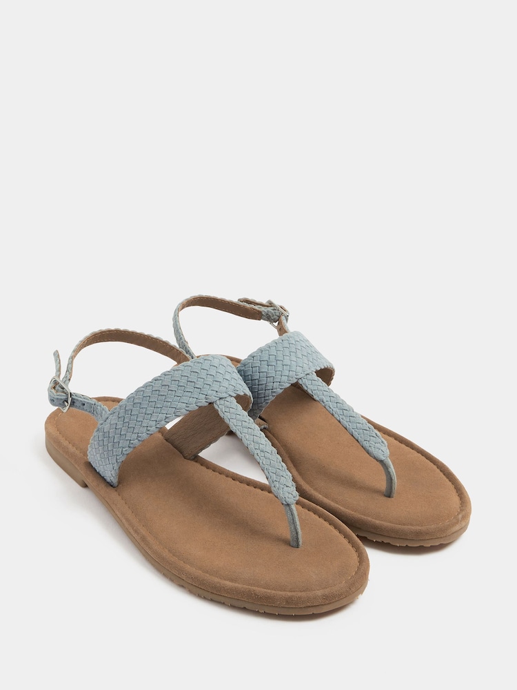 Yours Curve Blue Extra-Wide Fit EEE Woven Toe Post Sandals - Image 2 of 4