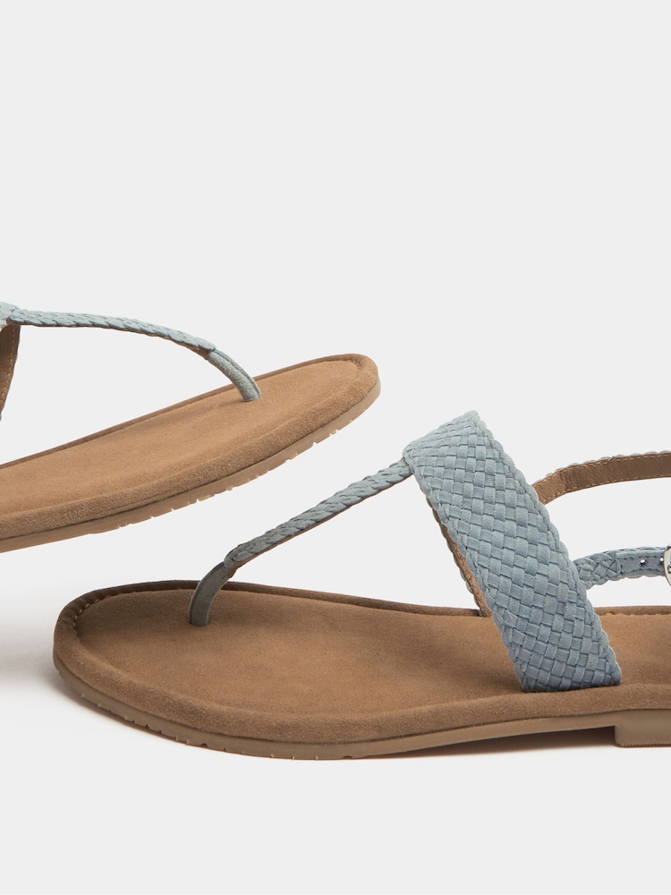 Yours Curve Blue Extra-Wide Fit EEE Woven Toe Post Sandals - Image 4 of 4